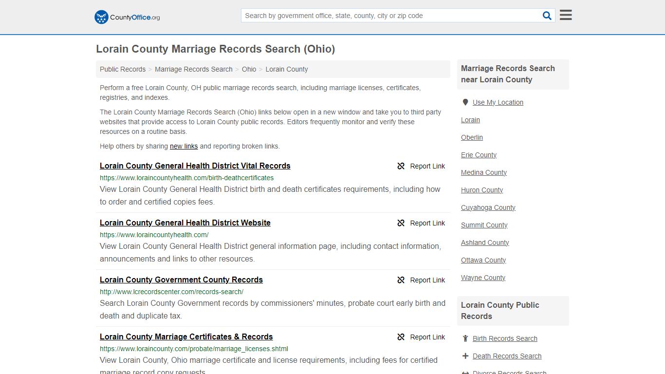 Lorain County Marriage Records Search (Ohio) - County Office